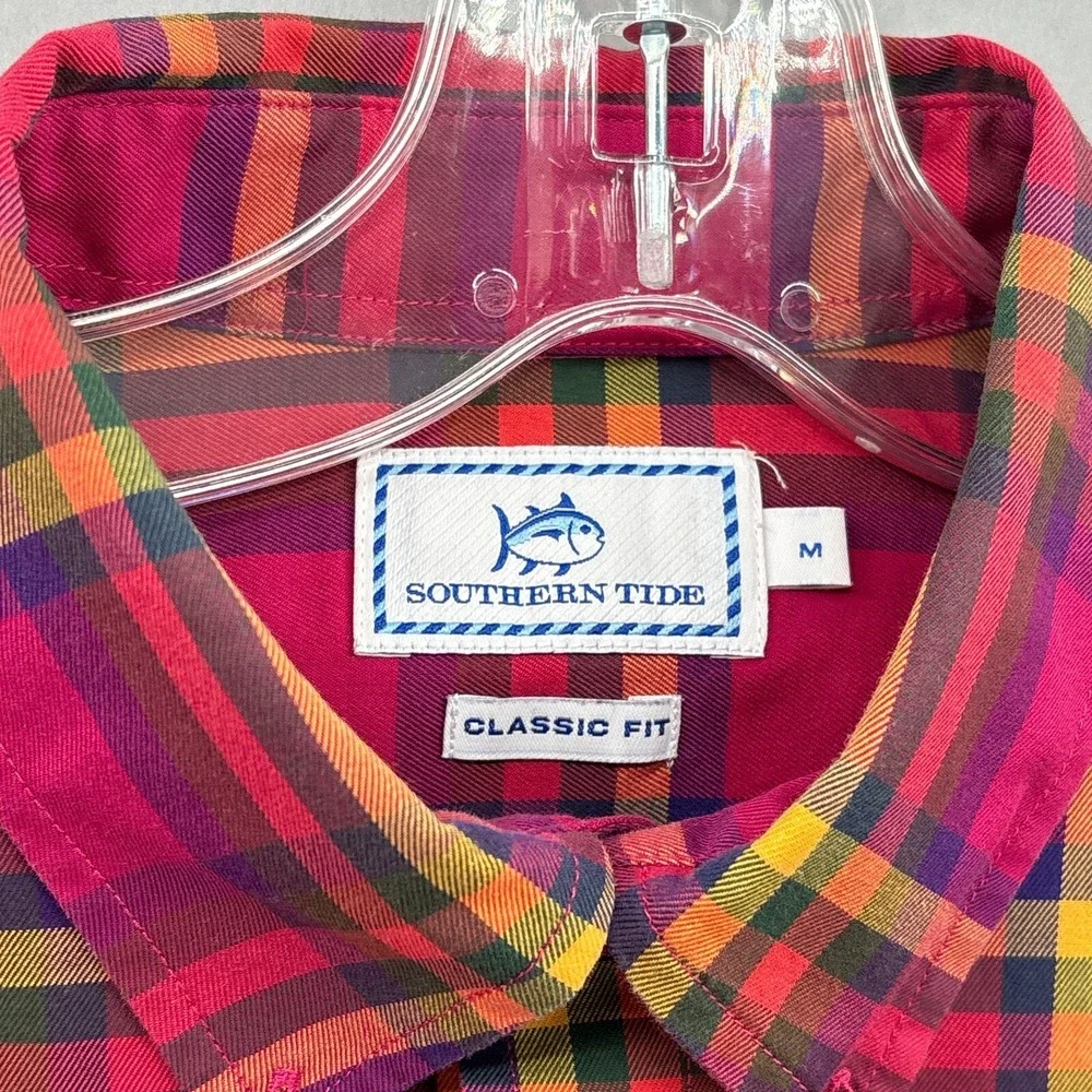 Southern Tide Shirt Mens Medium Red Plaid Button Down Soft Twill Classic‎ Preppy